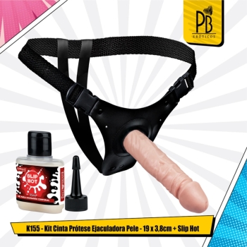 imagem K155 - Kit Cinta Prótese Ejaculadora + Slip Hot - 19 x 3,8 cm - Pele